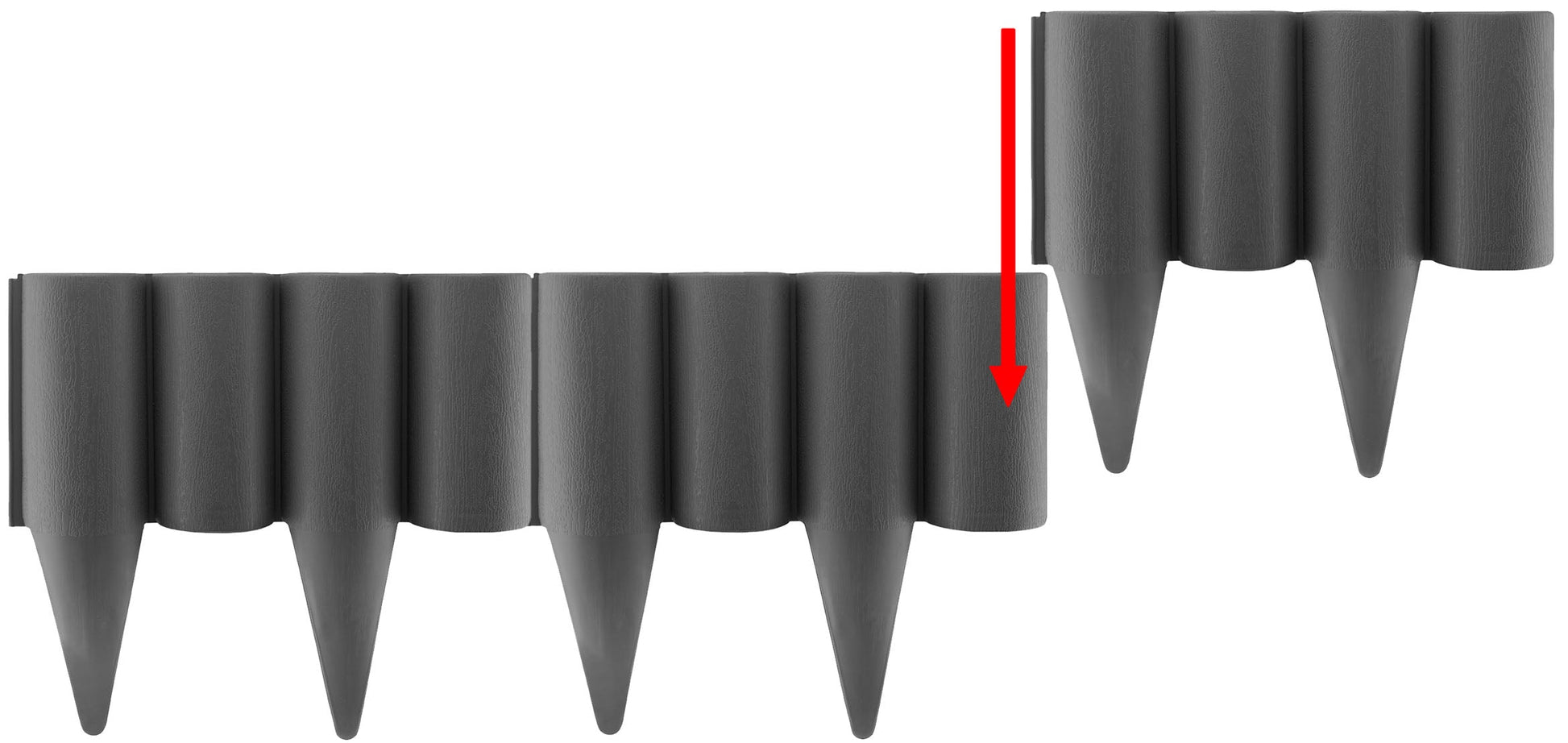 Lawn Edging, Plastic Palisade Wood Effect, 2.5m Box, Gray - Best4Trade-Retail Garden tools & Accesories