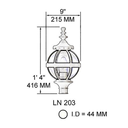 Victorian globe lantern in cast iron - 44mm inside diameter (LN203)