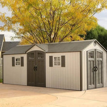 Load image into Gallery viewer, Lifetime Heavy Duty Plastic Garden Shed - Dual Entrance - All Sizes - Store More Garden Buildings
