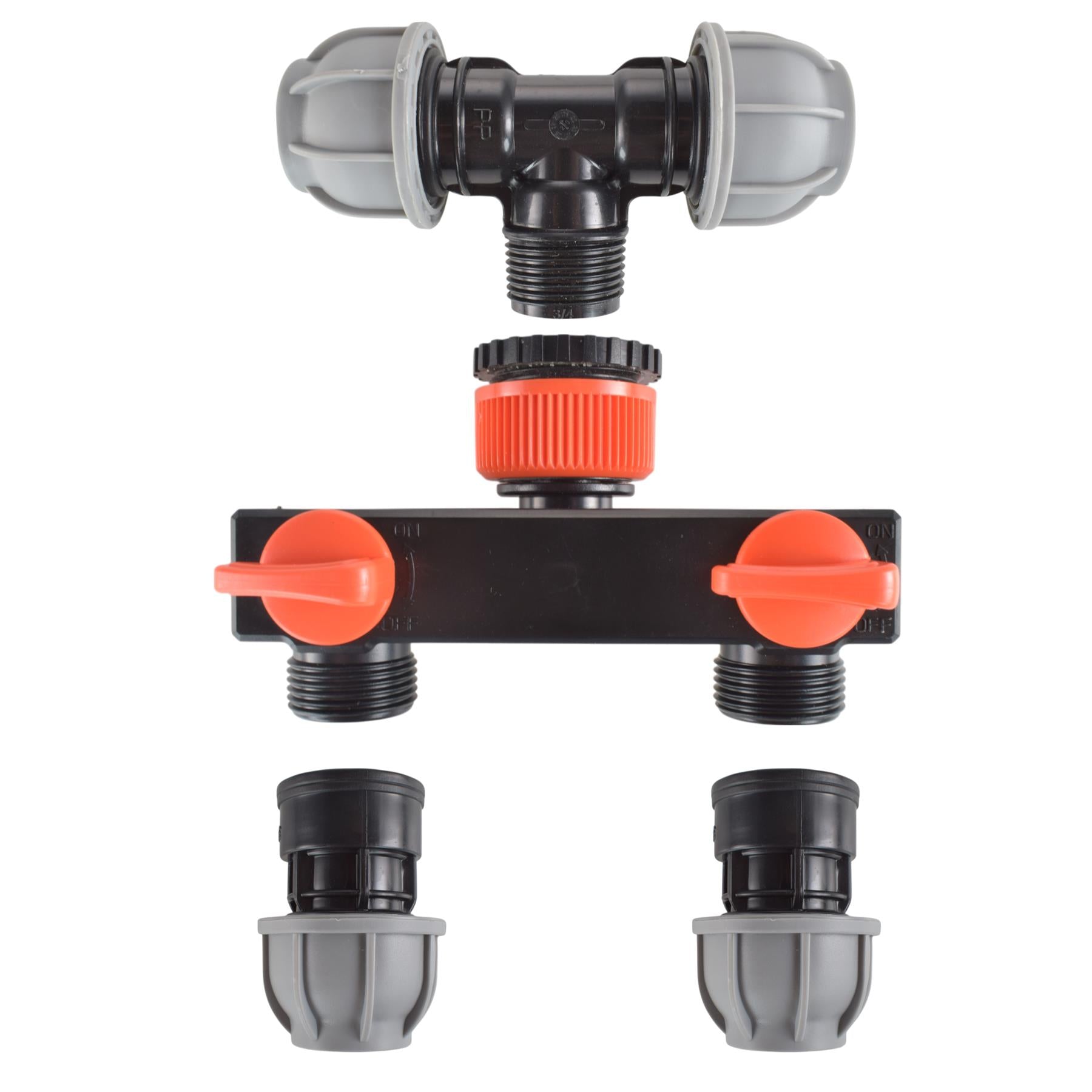 Tap Splitter with Valves and 25mm MDPE Tee/Straight Fittings Kit - Best4Trade-Retail Garden watering