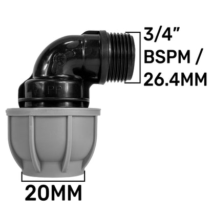 IBC 2” S60X6 – 3/4" BSPF Extender Adaptor with MDPE Elbow 20mm - Best4Trade-Retail