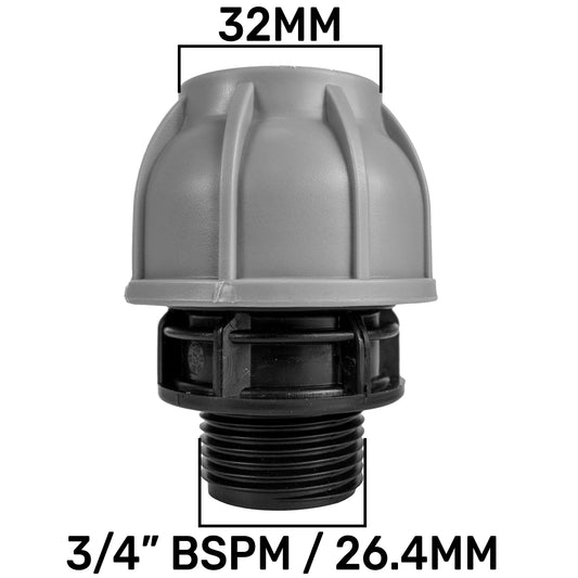 MDPE Straight Joiner 32mm - 3/4" BSPM - Best4Trade-Retail Tech Hose & Fittings