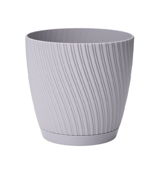 Mika Pot with Saucer 190mm Platinum - Best4Trade-Retail Planting