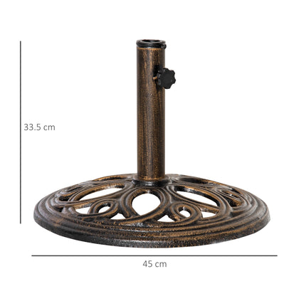 Outsunny 11.5 kg Cast Metal Round Patio Umbrella Base Stand, Umbrella Holder for Outdoor, Patio, Garden, Bronze Tone