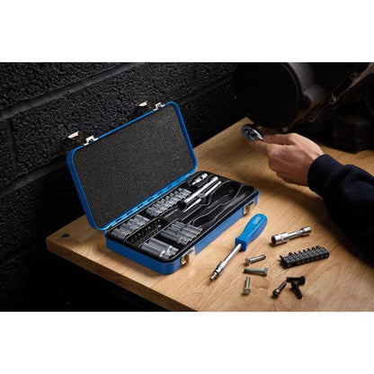 Draper Metric Socket Set In Metal Case - 1/4" Square Drive - (45 Pieces) - Draper