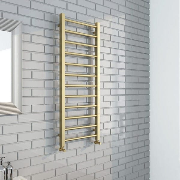 Mineral Round Bar Brushed Brass Towel Rail - All Sizes - Aqua Bathrooms