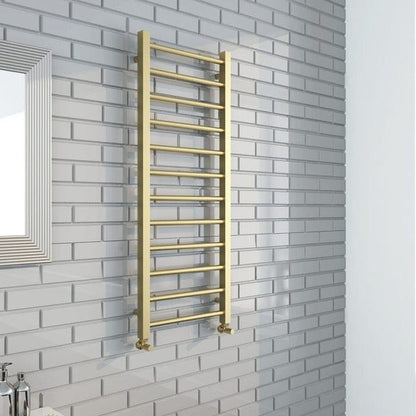 Mineral Round Bar Brushed Brass Towel Rail - All Sizes - Aqua Bathrooms