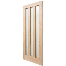 Load image into Gallery viewer, Modern 3 Panel Oak Frosted Glazed Unfinished Internal Door - All Sizes - Doors4less

