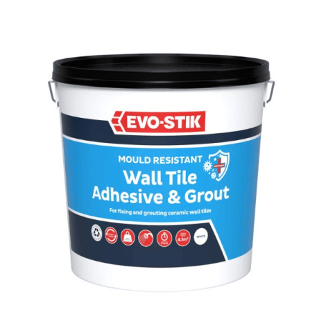 Mould Resistant Wall Tile Adhesive and Grout x 2.5 Litre (White) - Evo-Stik