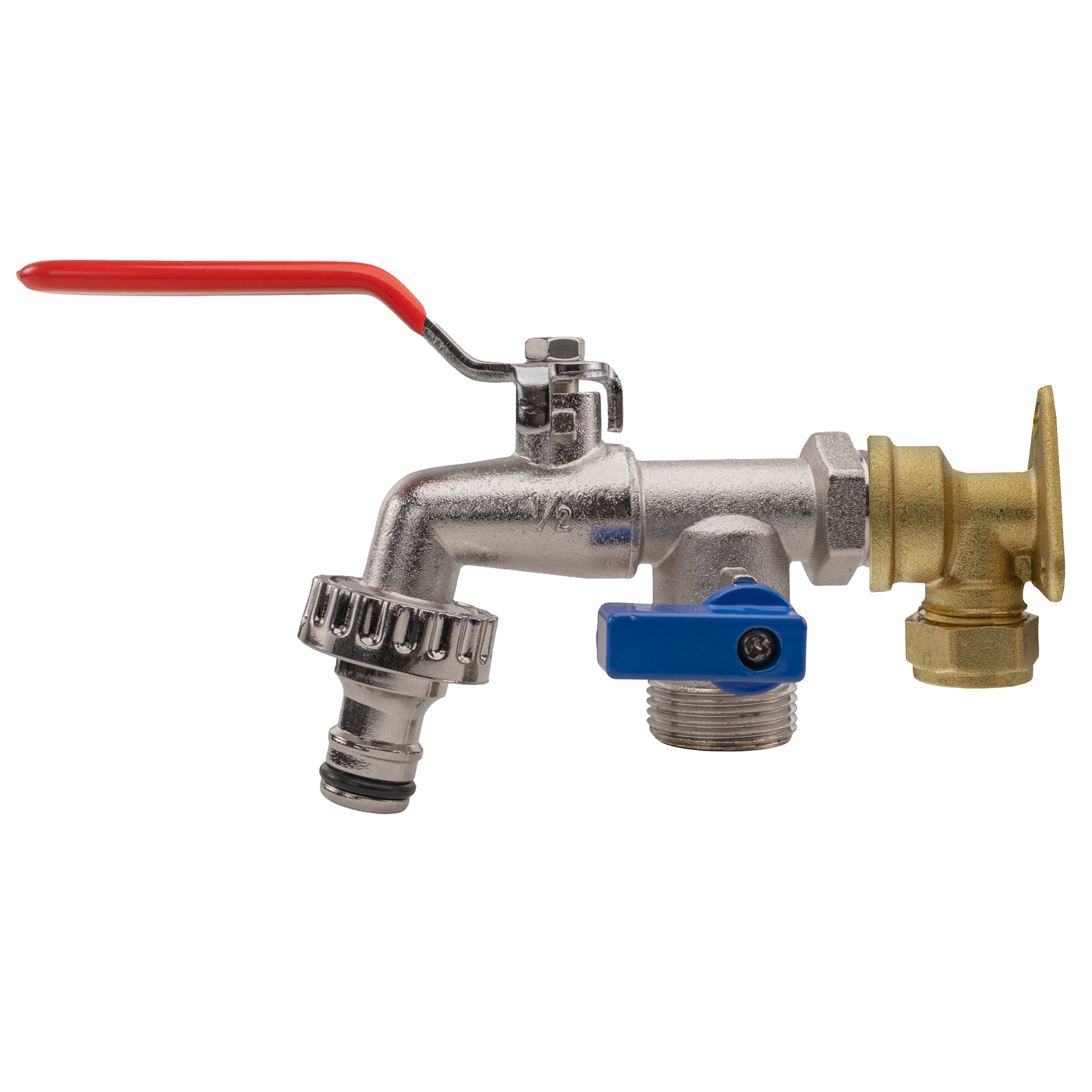 15mm Brass Wall Flange Kit with Double Tap - Best4Trade-Retail Garden watering