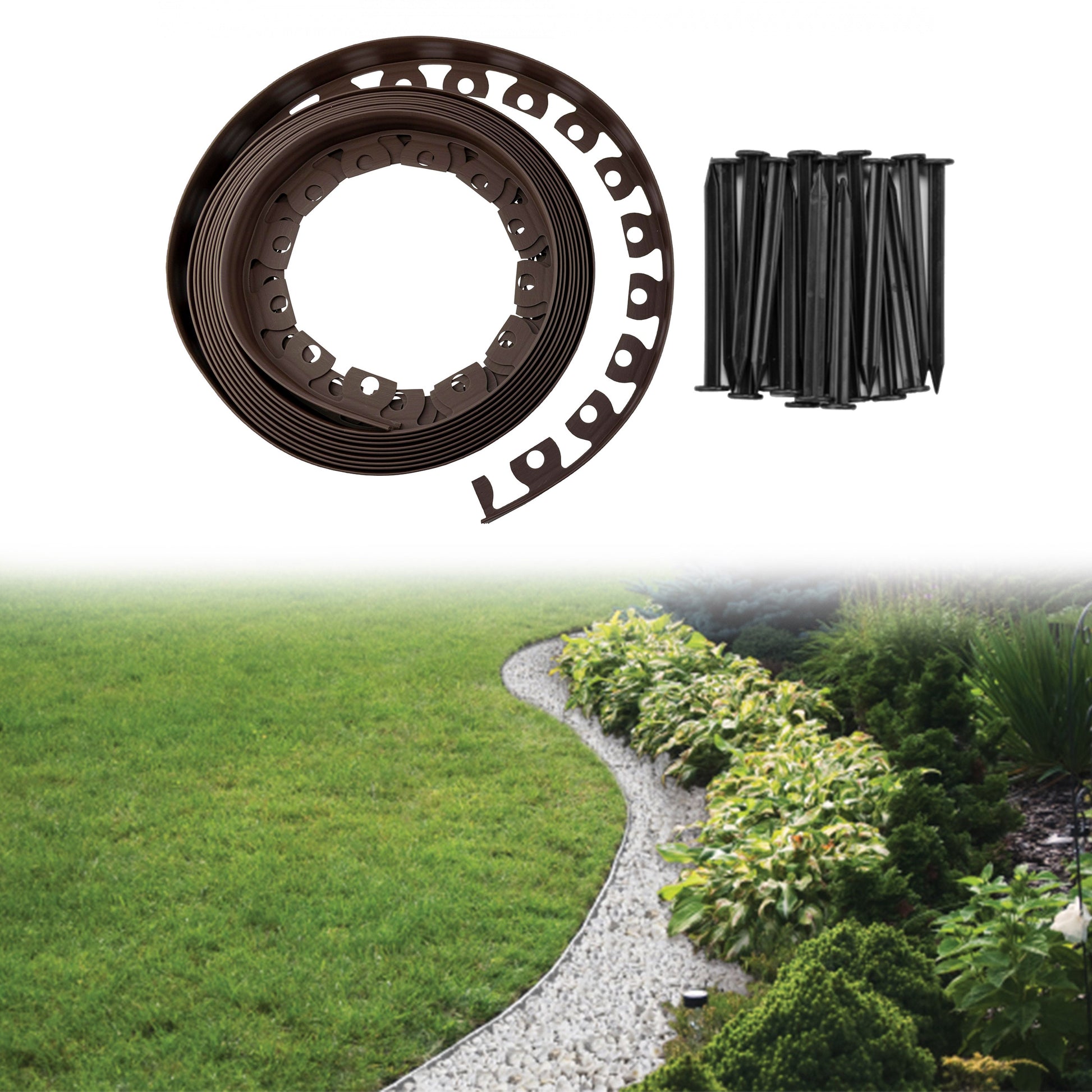 Lawn Border Set, Easy Border 40mm Brown 10m with Pegs - Best4Trade-Retail Garden tools & Accesories