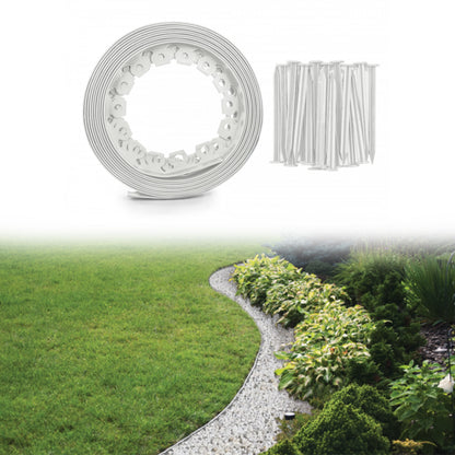 Lawn Border Set, Easy Border 40mm Light Gray 10m with Pegs - Best4Trade-Retail Garden tools & Accesories