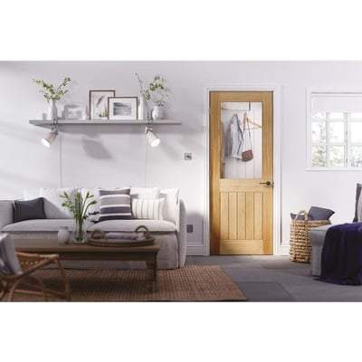 Oak Belize 1 Light Panel Silkscreen Glazed Un-Finished Internal Door - 1981mm x 686mm - LPD Doors