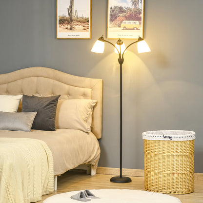 HOMCOM Arc Tree Floor Lamp with 3 Adjustable Rotating Lights, for Bedroom Living Room, Industrial Standing Lamp with Steel Frame, 155cm, Black