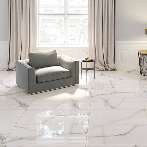 Onix Marble Effect 1200mm x 600mm - Gloss Grey (2 per Box) - Rino Tiles
