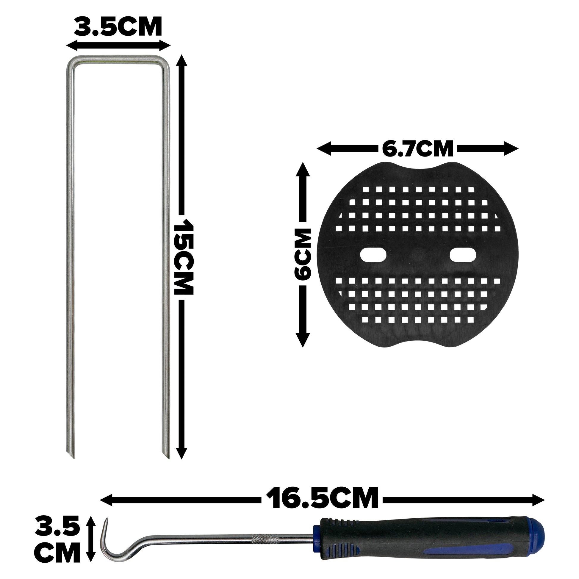 Weed Control Membrane Pegs Buffer Washer Set Blue with Rubber Mallet - Best4Trade-Retail Lawn & Garden