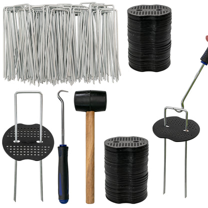 Weed Control Membrane Pegs Buffer Washer Set Blue with Rubber Mallet - Best4Trade-Retail Lawn & Garden