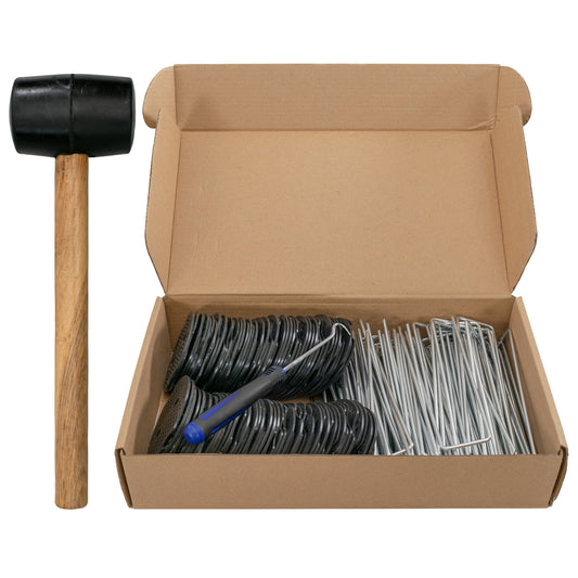 Weed Control Membrane Pegs Buffer Washer Set Blue with Rubber Mallet - Best4Trade-Retail Lawn & Garden