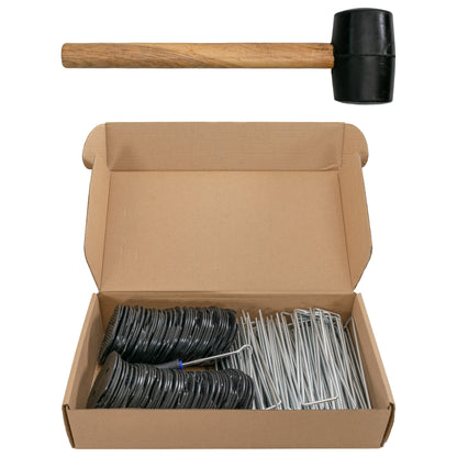 Weed Control Membrane Pegs Buffer Washer Set Blue with Rubber Mallet - Best4Trade-Retail Lawn & Garden