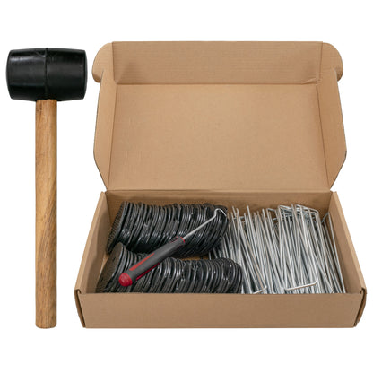 Weed Control Membrane Pegs Buffer Washer Set Red with Rubber Mallet - Best4Trade-Retail Lawn & Garden