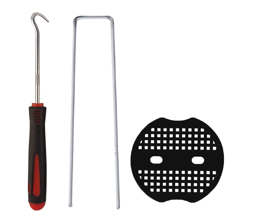 Weed Control Membrane Pegs Buffer Washer Set Red with Rubber Mallet - Best4Trade-Retail Lawn & Garden