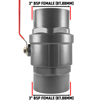 PP 3" BSPF Stopcock with Stainless Steel Ball Valve and Handle - Best4Trade-Retail Tech Hose & Fittings