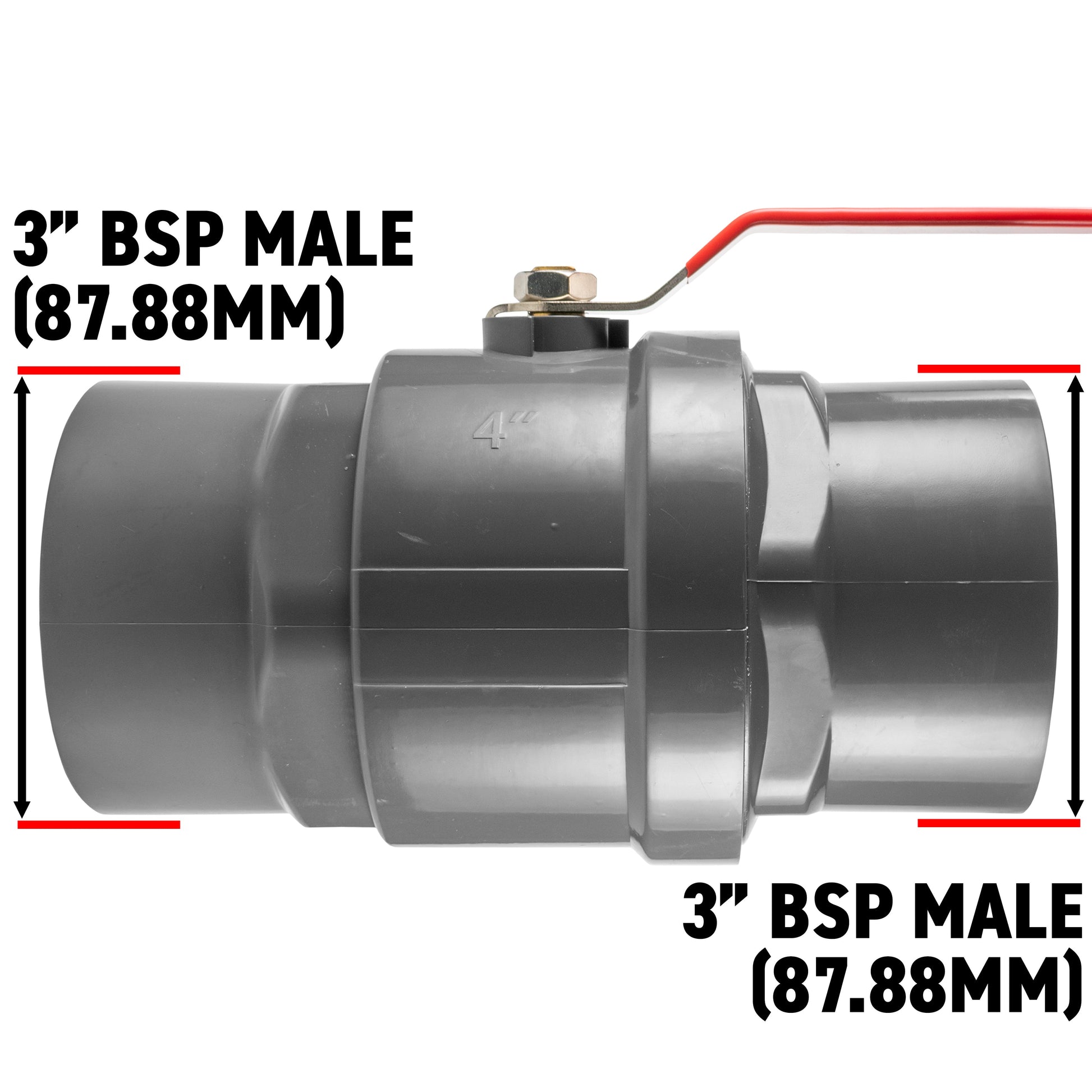 PP 3" BSPF Stopcock with Stainless Steel Ball Valve and Handle - Best4Trade-Retail Tech Hose & Fittings