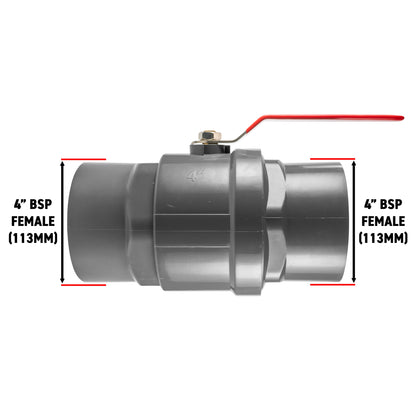 PP 4" BSPF Stopcock with Stainless Steel Ball Valve and Handle - Best4Trade-Retail Tech Hose & Fittings