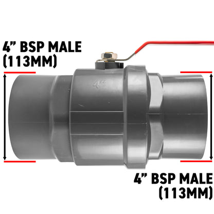 PP 4" BSPF Stopcock with Stainless Steel Ball Valve and Handle - Best4Trade-Retail Tech Hose & Fittings