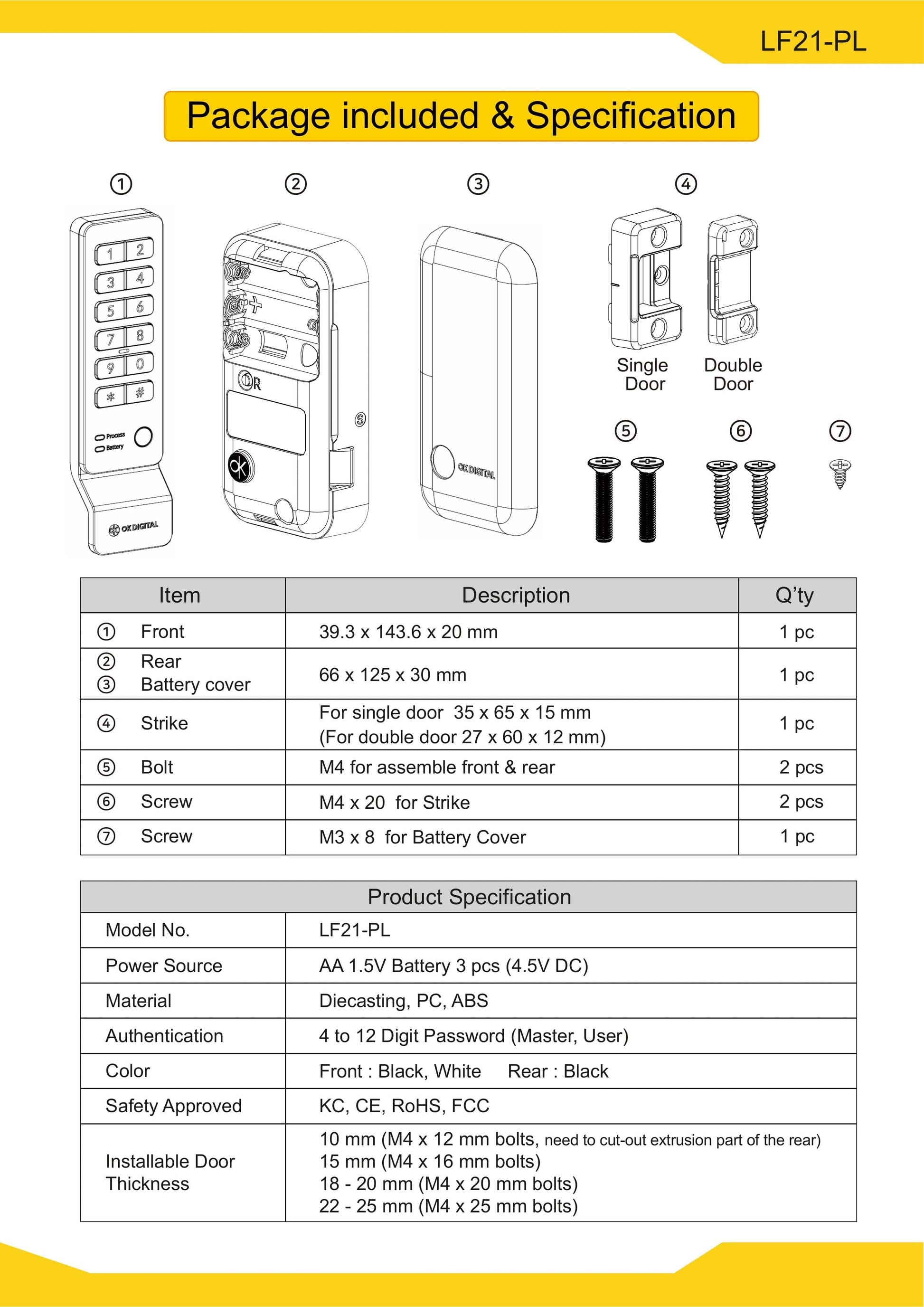EALF21-PL Smart Digital Lock for Cabinet & Lockers - Euro Art Digital Locks