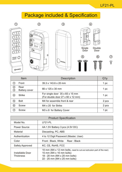EALF21-PL Smart Digital Lock for Cabinet & Lockers - Euro Art Digital Locks