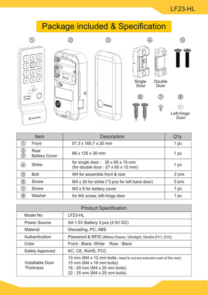 EALF23-HL Smart Digital Lock for Cabinet & Lockers - Euro Art Digital Locks