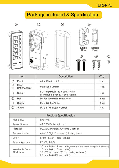 EALF24-PL Smart Digital Lock for Cabinet & Lockers - Euro Art Digital Locks