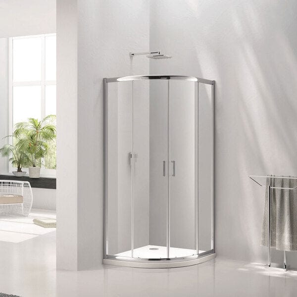 Purity Curved Offset Quadrant Shower Enclosure w/ 1 Elongated Side Panel & 2 Sliding Doors - Aquaglass Bathrooms