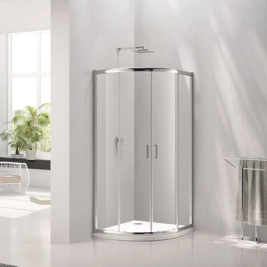 Purity Curved Offset Quadrant Shower Enclosure w/ 1 Elongated Side Panel & 2 Sliding Doors - Aquaglass Bathrooms