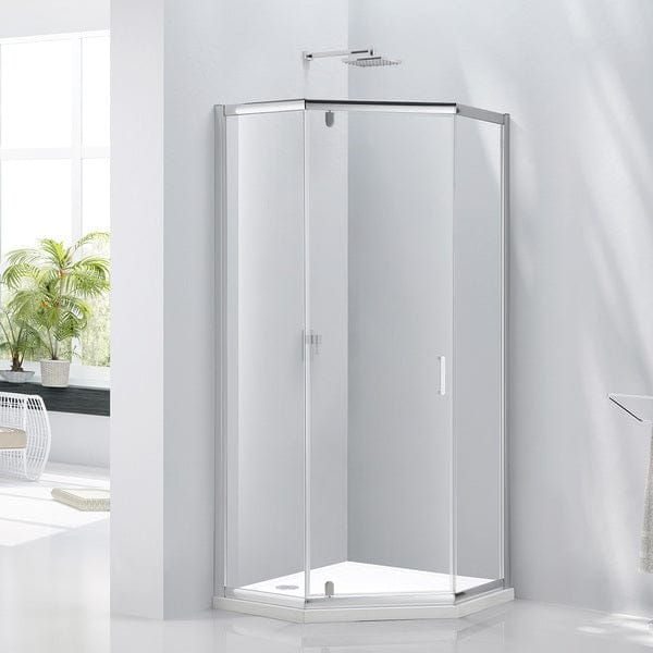 Purity Pentagonal Clear Glass Shower Enclosure & Tray - Aquaglass Bathrooms