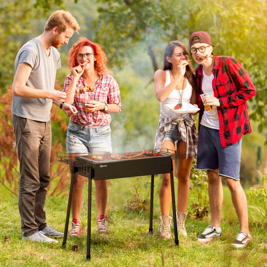 Outsunny Portable Charcoal BBQ Grill with Seasoning Baskets for Camping Picnic Hiking