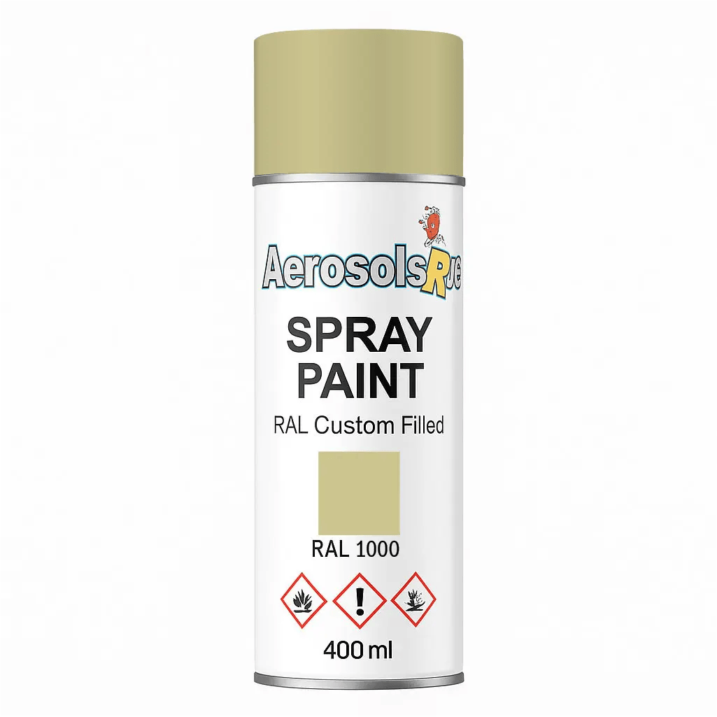 RAL 1000 Green Beige - 400ml Aerosol Spray Paint Any Finish - Tameside Paints & Supplies Ltd Beige and Yellows
