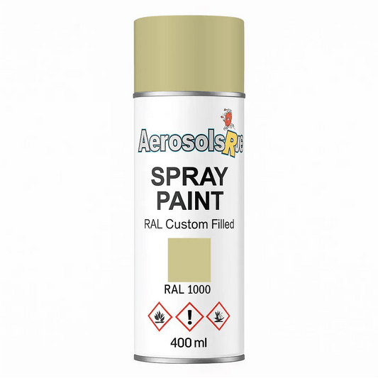 RAL 1000 Green Beige - 400ml Aerosol Spray Paint Any Finish - Tameside Paints & Supplies Ltd Beige and Yellows