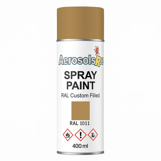 RAL 1011 - 400ml Aerosol Spray Paint Any Finish - Tameside Paints & Supplies Ltd Beige and Yellows