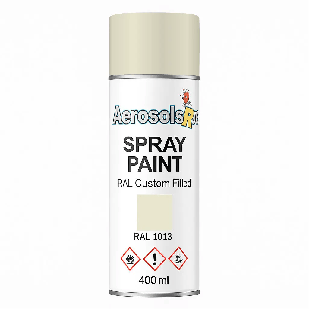 RAL 1013 Oyster White - 400ml Aerosol Spray Paint Any Finish - Tameside Paints & Supplies Ltd Beige and Yellows