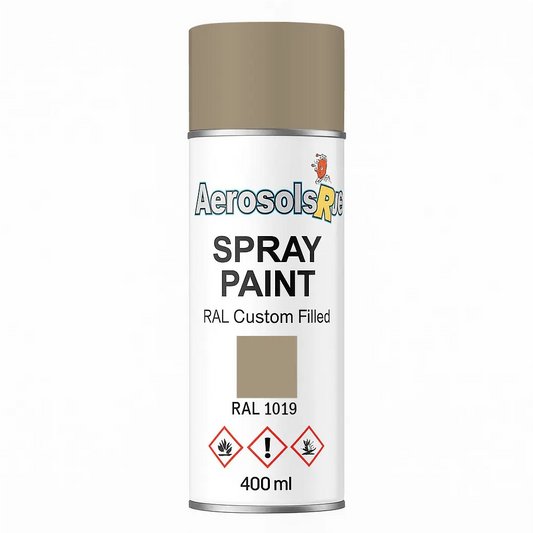 RAL 1019 Grey Beige - 400ml Aerosol Spray Paint Any Finish - Tameside Paints & Supplies Ltd Beige and Yellows