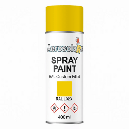 RAL 1023 Traffic Yellow - 400ml Aerosol Spray Paint Any Finish - Tameside Paints & Supplies Ltd Beige and Yellows