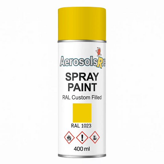 RAL 1023 Traffic Yellow - 400ml Aerosol Spray Paint Any Finish - Tameside Paints & Supplies Ltd Beige and Yellows