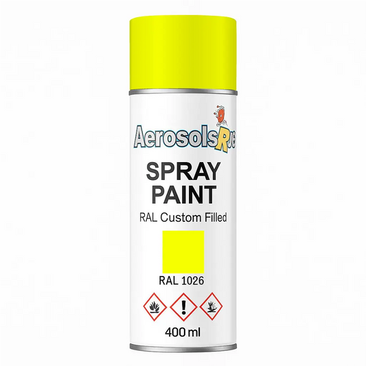 RAL 1026 Luminous Yellow - 400ml Aerosol Spray Paint Any Finish - Tameside Paints & Supplies Ltd Beige and Yellows