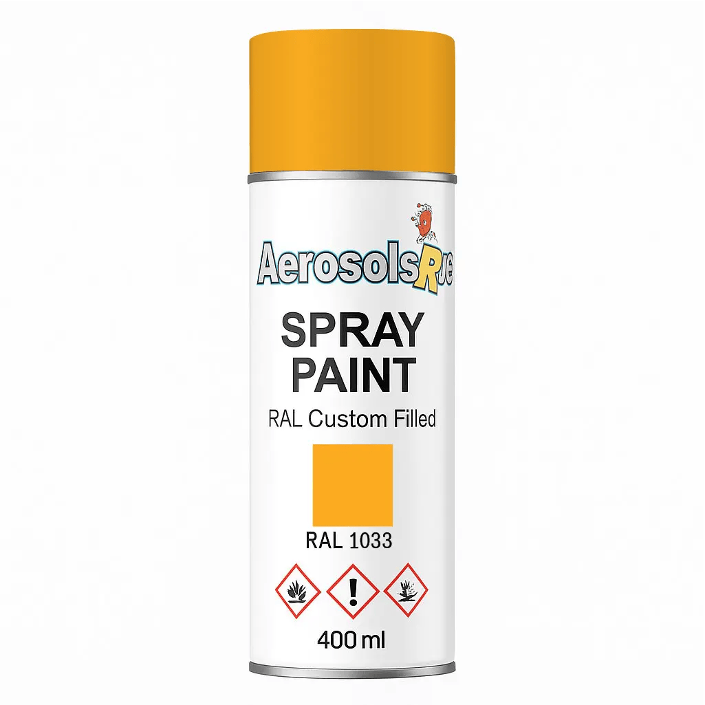 RAL 1033 Dahlia Yellow- 400ml Aerosol Spray Paint Any Finish - Tameside Paints & Supplies Ltd Beige and Yellows