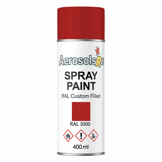 RAL 3000 Flame Red - 400ml Aerosol Spray Paint Any Finish - Tameside Paints & Supplies Ltd Reds and Purples