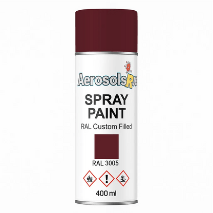 RAL 3005 Wine Red - 400ml Aerosol Spray Paint Any Finish - Tameside Paints & Supplies Ltd Reds and Purples