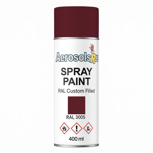 RAL 3005 Wine Red - 400ml Aerosol Spray Paint Any Finish - Tameside Paints & Supplies Ltd Reds and Purples