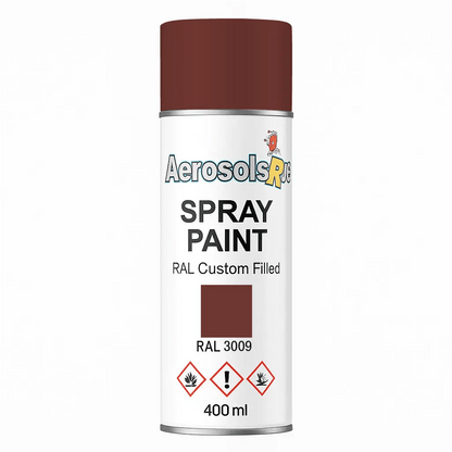 RAL 3009 Oxide Red - 400ml Aerosol Spray Paint Any Finish - Tameside Paints & Supplies Ltd Reds and Purples